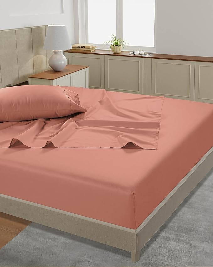 LANE LINEN Split King Sheet Sets for Adjustable Beds - 5 PCs, 450 Thread Count Split King Sheets Set - Sateen King Split Sheets for Adjustable Bed - Split Top King Sheets Set for Bed - Rose Dawn