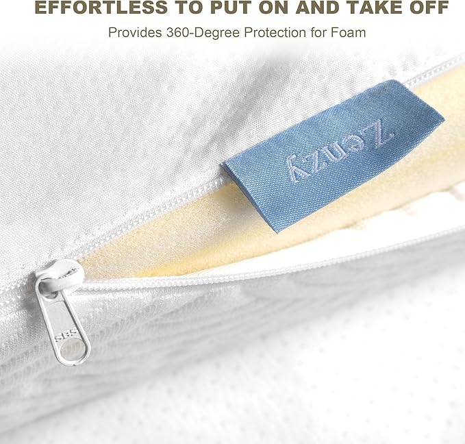 Zenzy 2" Twin Mattress Topper Cover, Oeko-TEX Certified, Ultra-Soft Zippered Topper Protector with Adjustable Straps, Washable (Cover Only)