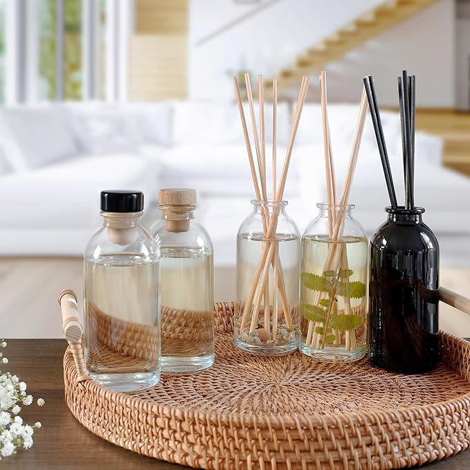 Urban Naturals Sensual Amber Blossoms Reed Diffuser Set | Made with Essential Oils & Real Botanicals | Sweet Amber, Night Blooming Jasmine, Sandalwood, Bergamot, Vanilla & Musk | Made in the USA
