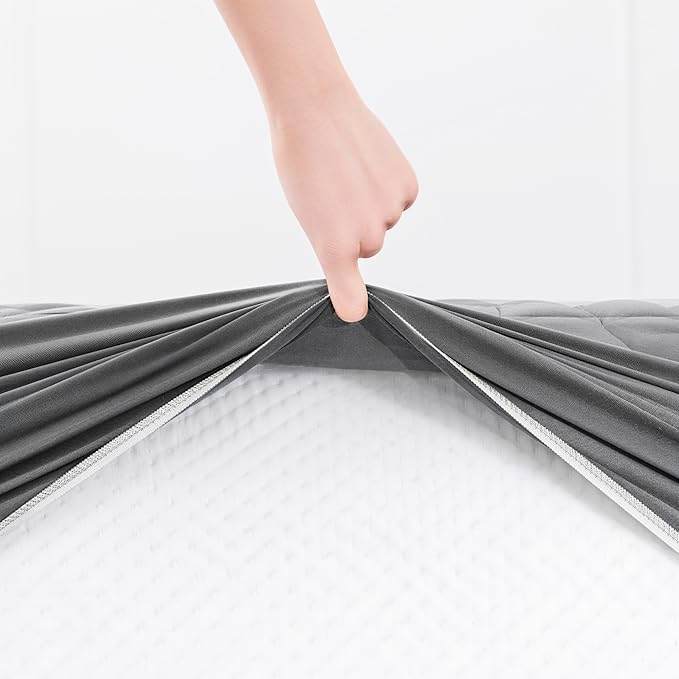 Hearth & Harbor King Size Quilted Fitted Mattress Pad Cover, 100% Waterproof Mattress Protectors, Deep Pocket Fitted Mattress Cover 8" - 21" (78" x 80", Gray)