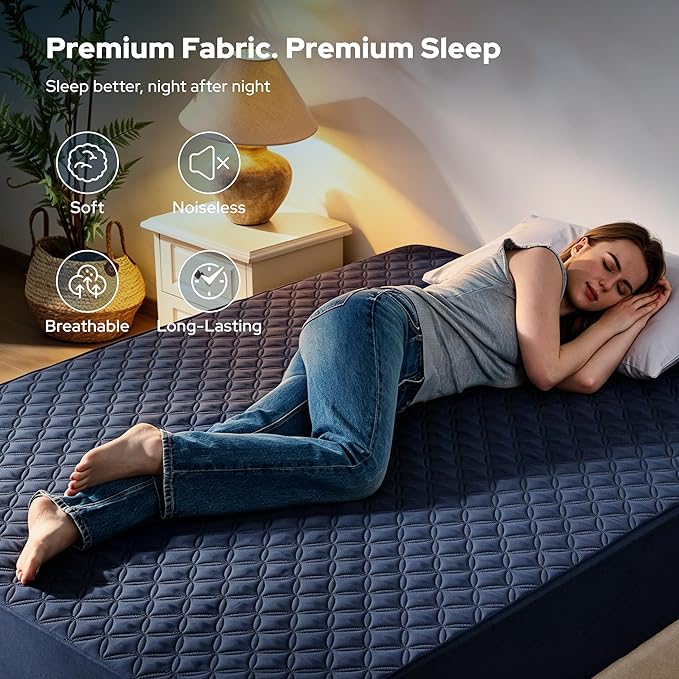 BEDLORE 2 Pack Waterproof Mattress Protector,Cal King Size Pad Noiseless with Deep Pocket Fitted for 6"-18",Soft Breathable Dirt Proof Bed Mattress Cover Washable for Home,Bedroom,Hotel(Navy Blue)