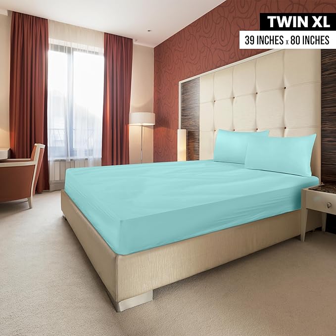 Utopia Bedding Twin XL Fitted Sheets - Bulk Pack of 2 Bottom Sheets - Soft Brushed Microfiber - Deep Pockets - Shrinkage & Fade Resistant - Easy Care (Twin XL, Spa Blue)