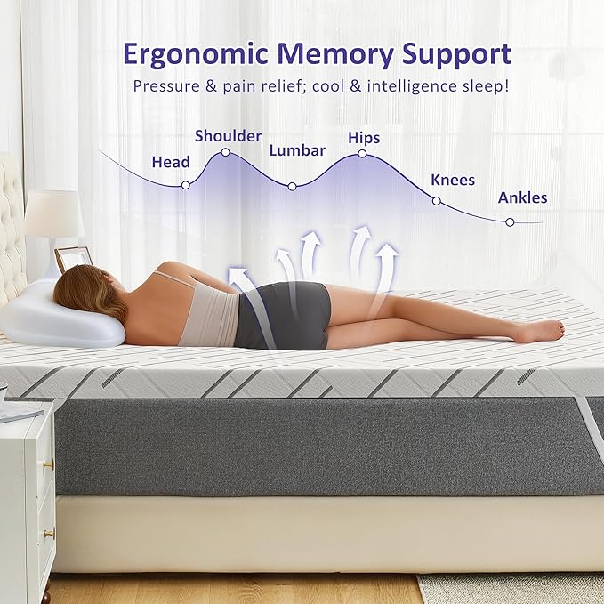 3 Inch Gel Memory Foam Mattress Topper Queen Size with Removable & Washable Viscose Made from Bamboo Cooling Breathable Cover, Soft Bed Topper for Back Pain, CertiPUR-US Certified