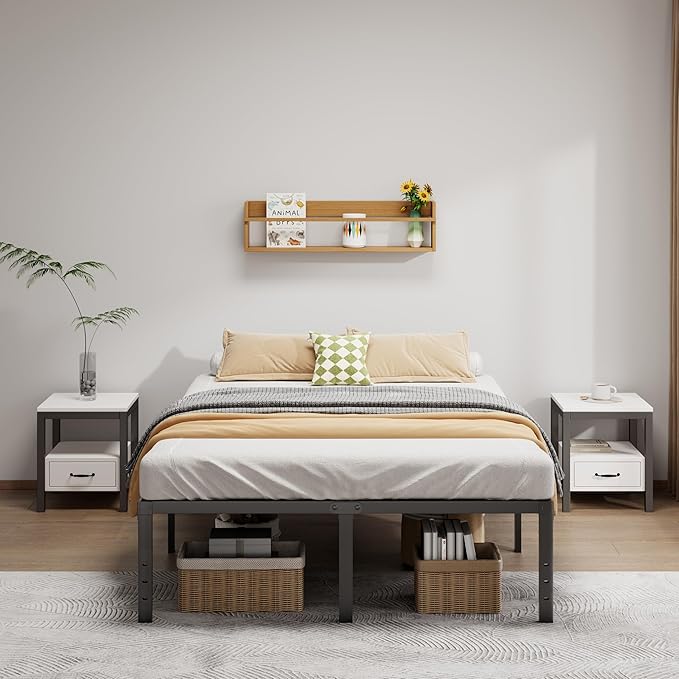 LUMUNANCE Metal Bed Frame California King Size - 18 Inch Heavy-Duty Cal King Platform Bed Frame No Box Spring Needed, Easy Assembly, Noise-Free, Sturdy Mattress Foundation, Underbed Storage Space