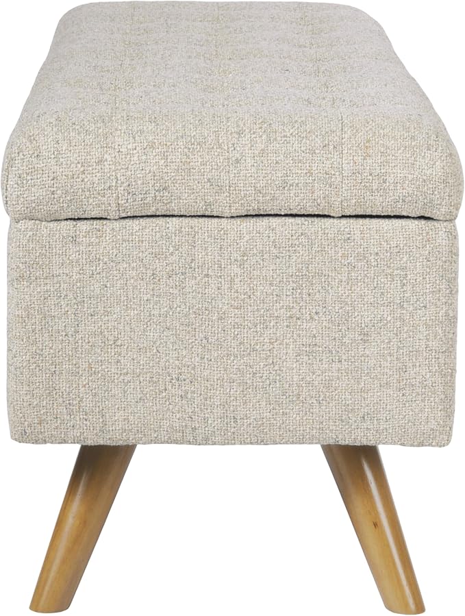 HomePop Modern Tufted Storage Bench - Textured Cream Fabric