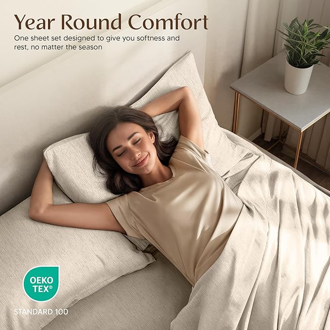 Utopia Bedding Twin Sheet Set – 3 Piece Bed Sheets for Twin Size Bed, Soft and Breathable Microfiber, Includes 1 Fitted Sheet, 1 Flat Sheet and 1 Pillowcase – Oeko Tex (Heather Beige)