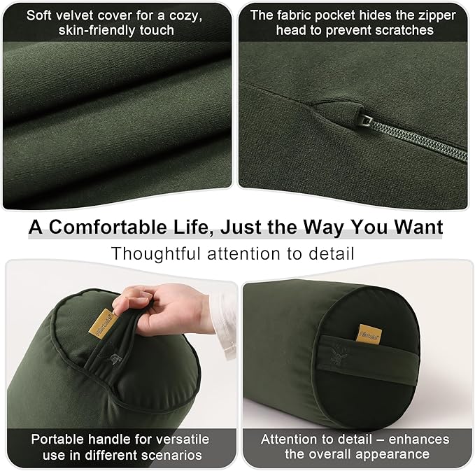 Body Pillow for Adults,Long Round Pillow,Big Cylindrical Pillow,Large Full Bolster Pillows for Side Sleepers (Jade Green, 59"*7.87")