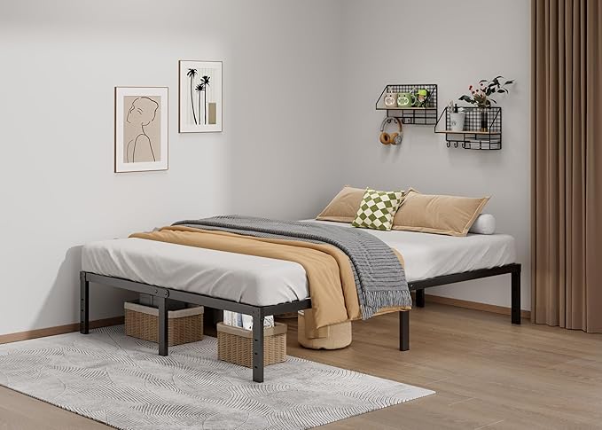 LUMUNANCE Metal Bed Frame Queen Size - 14 Inch Heavy-Duty Platform Bed Frame No Box Spring Needed, Easy Assembly, Noise-Free, Sturdy Mattress Foundation, Underbed Storage Space
