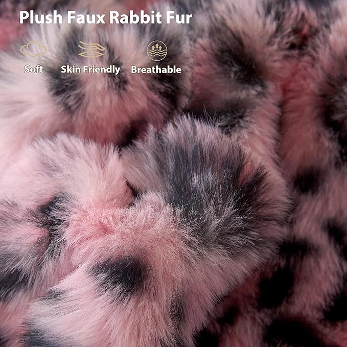LIFEREVO Leopard Print Fluffy Faux Rabbit Fur Body Pillow Cover 20"x 54", Cheetah Print Waffle Bubble Bed Pillowcase with Zipper, Long Fuzzy Furry Body Pillow Case for Bedroom Pregnant Women, Pink