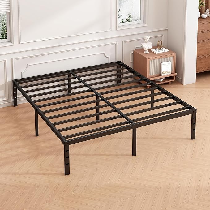 Hafenpo 14 Inch Full Bed Frame - Sturdy Metal Platform Full Size, No Box Spring Needed, Heavy Duty, Easy Assembly, Strong Bearing Capacity, Under Bed Storage, Black