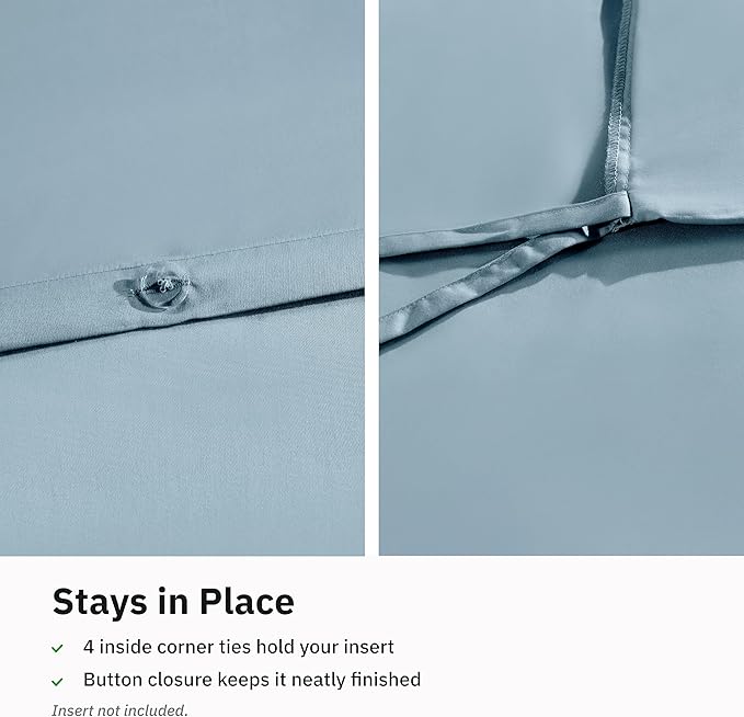 Duvet Cover Cotton Only - Premium 400 Thread Count, Natural 100% Cotton Twin Bed Duvet Cover, Soft Sateen Weave, Button Closure and Corner Ties - Sky Blue
