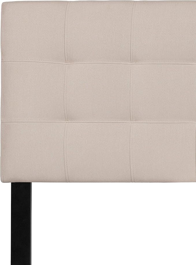 Flash Furniture Bedford Box Stitch Tufted Upholstered King Size Headboard in Beige Fabric