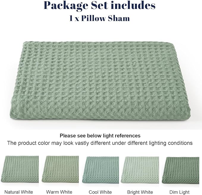 PHF Ultra Soft Waffle Body Pillowcase, Sage Green, 20" x 54", Polyester, Breathable, Skin-Friendly, Zipper Closure
