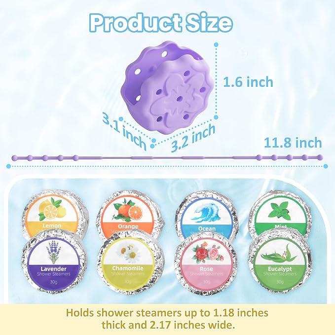 Purple Shower Steamer Tray, Silicone Soap Dish Holder, Hangable and Reusable Shower Steamer Holder/Hanger, Bath Bombs Holder, Shower Accessory, Aromatherapy Diffuser Containers, Gift for Her