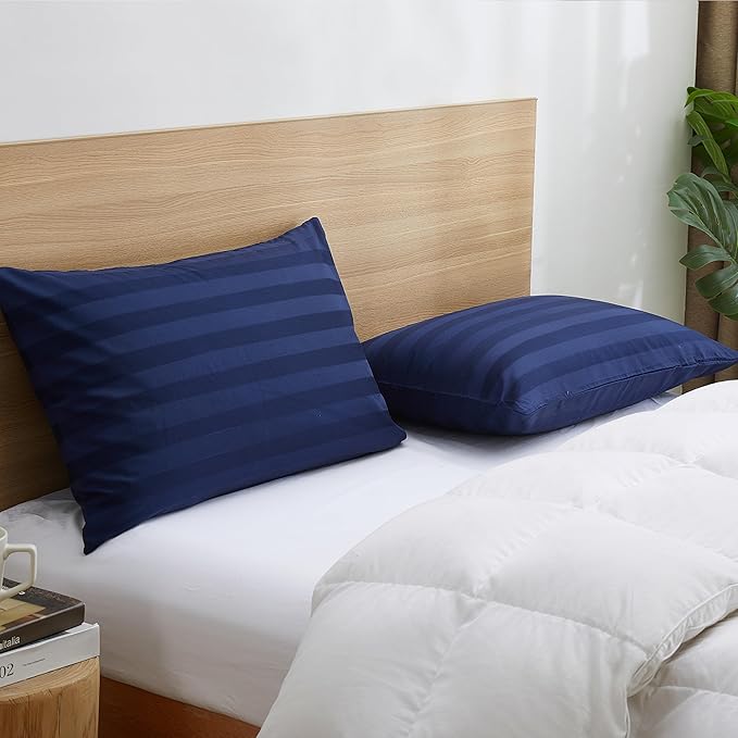 100% Cotton Classic Pillow Protectors with Invisible Zipper, 600 Thread Count Sateen Weave Soft and Breathable Pillow Cases, Protect Pillows from Dirt, Dust and Debris (Queen, 20"x30", Set of 4)