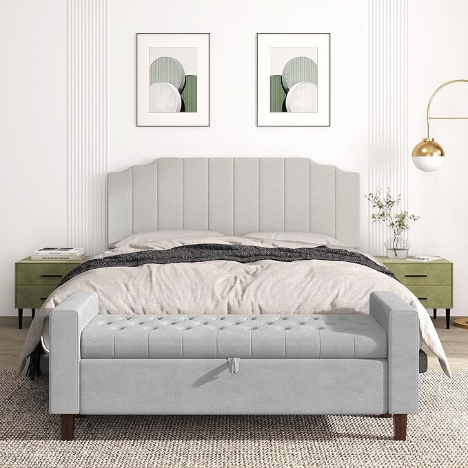 Befurtori King Size Headboard Only, Linen Wall Mounted Headboard King for Adjustable Bed Modern Upholstered Head Board Easy Assembly, Linen Gray