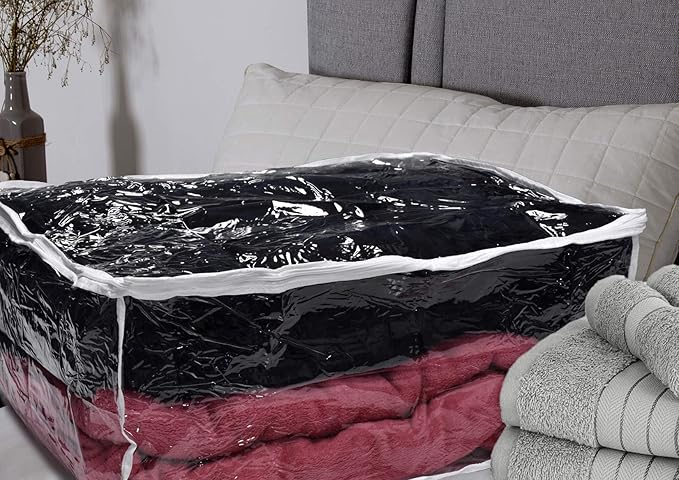 Handy Laundry Comforter Storage Bag – Large 90L Clear Zippered Organizer for Blankets, Bedding, Clothes & Pillows, Durable Plastic Storage for Closet, Moving, Under Bed – Dust & Moisture Protection