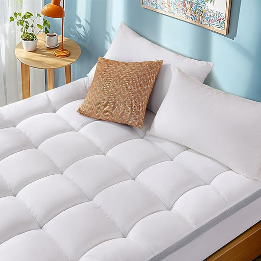 LIANLAM Memory Foam Mattress Pad Cal King with Breathable Air Mesh Sides,Ergonomic Mattress Pad for Back Pain, Extra Thick Cooling Pillow Top with 6"-18" Deep Pocket(72"x84")