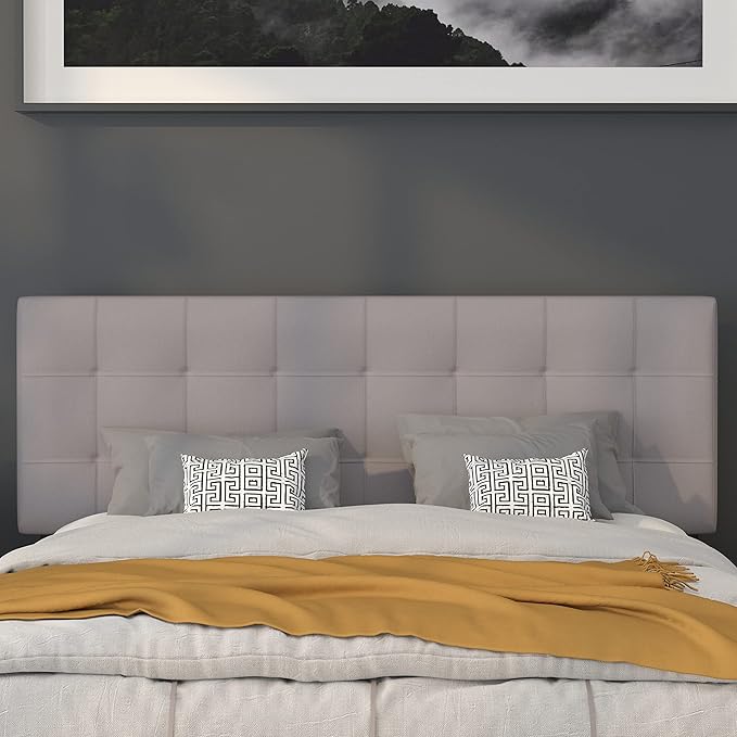 Flash Furniture Bedford Tufted Upholstered Queen Size Headboard in Light Gray Fabric