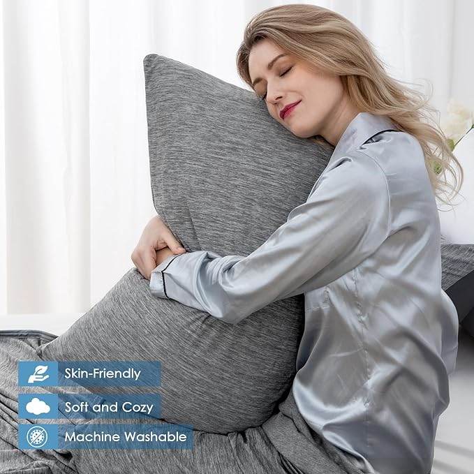 CHOSHOME Cooling Pillow Cases Zipper Pillow Covers Q-Max > 0.45 Zippered Pillowcases for Hot Sleepers, Soft, Breathable, Skin-Friendly, 2 Pack (Queen, 20"x30", Dark Grey)