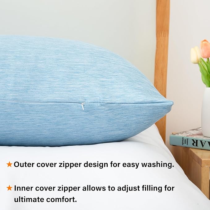 1 MIDDLE ONE Body Pillow, Cooling Memory Foam Body Pillows for Adults Sleeping, Long Pillow for Bed, Big Large Firm Full Body Pillow for Side Sleeper, 20x54 Inch, Cooling Blue