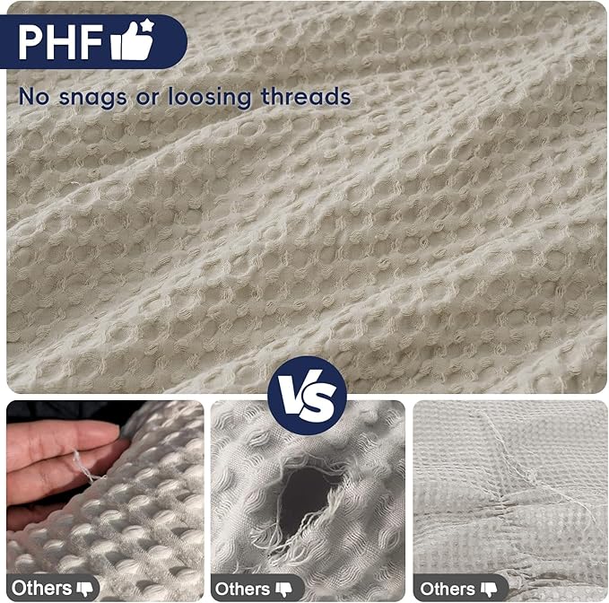 PHF Ultra Soft Waffle Weave Pillow Shams Standard Size, No Insert, 2 Pack 20" x 26" Pillowcases,Breathable & Skin-Friendly Pillow Cases, Stylish Decorative Bed Pillow Cases Covers, Light Taupe/Linen