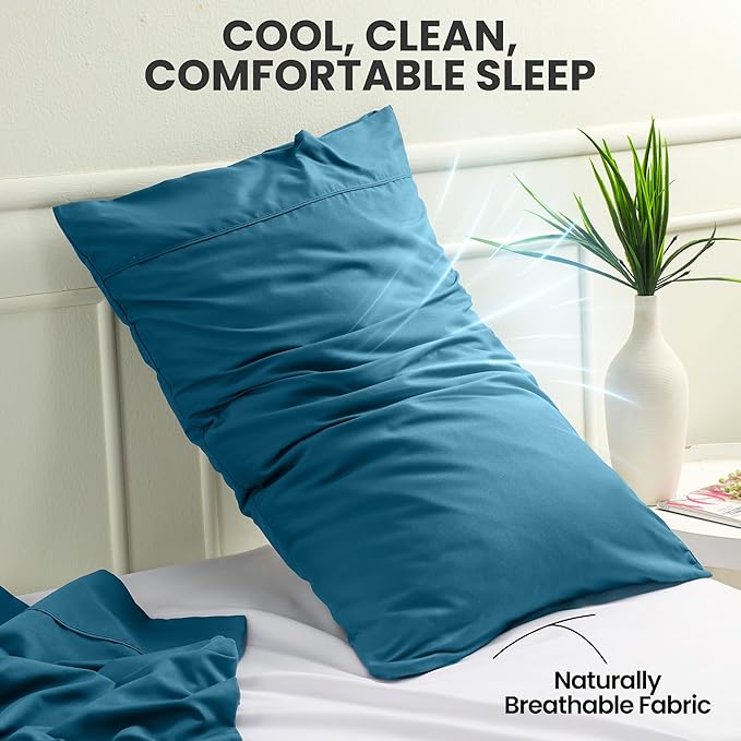 Utopia Bedding Pillow Cases Standard Size 2-Pack – Soft Brushed Microfiber – Envelope Closure – Perfect for Hospitals, Hotels, Guest Rooms – Oeko-TEX Certified, 20x26 Inches (Denim Blue)