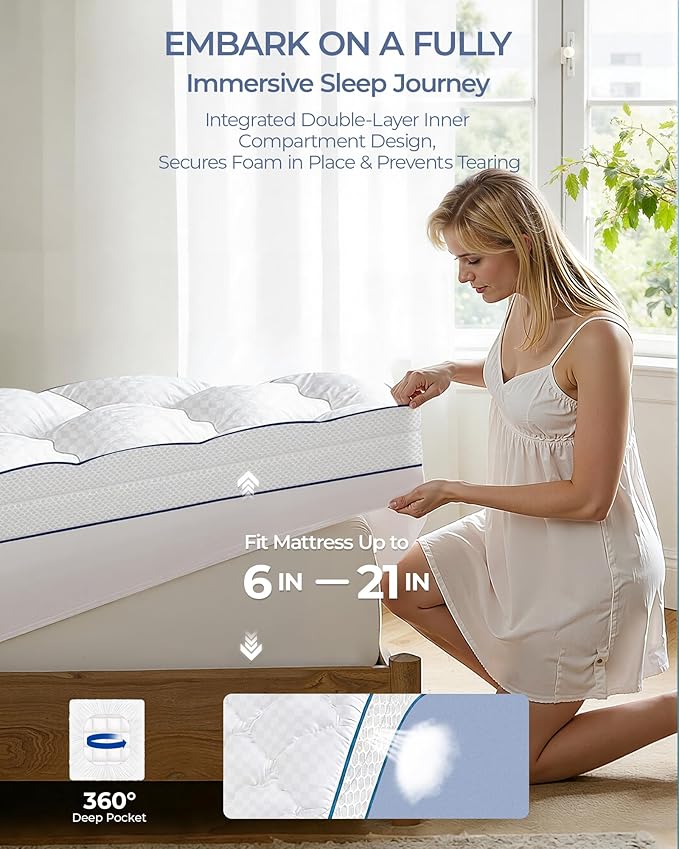 4 Inch Mattress Topper TwinXL Integrated Dual Layer, 2-in-1 Cooling Gel Memory Foam Pillow Top Mattress Topper for Back Pain, TwinXL Size Silver Ion Certified Mattress Pad