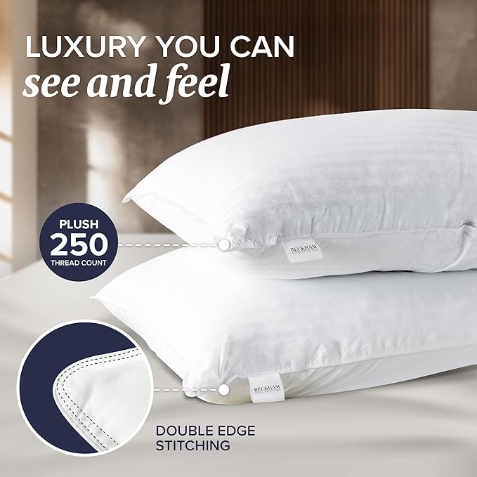 Beckham Hotel Collection Queen Size Pillows and Pillow Protectors - Sets of 2