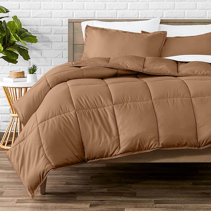 Bare Home Comforter Set - Cal King Size - Ultra-Soft - Goose Down Alternative - Premium 1800 Series - All Season Warmth (Cal King, Caramel)