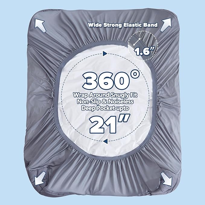 ELVEN HOME Full Size Mattress Pad for Pain Relief, Quilted Fitted Cooling Mattress Topper for Double Bed, Pillow Top Mattress Protector Cover with 8-21" Deep Pocket (54x75 inch, Grey)