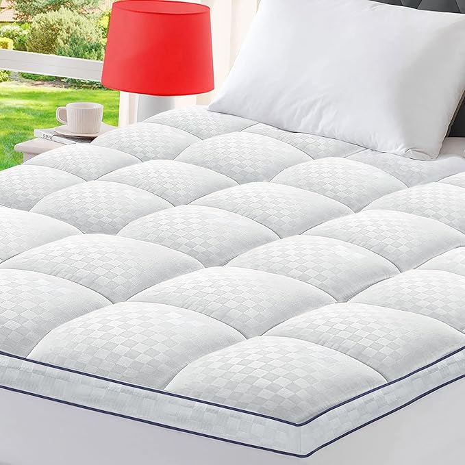 Twin Mattress Topper Extra Thick Pillowtop Cooling Plush Mattress Pad Cover Protector with 8-21 Inch Deep Pocket 3D Snow Down Alternative Fill White