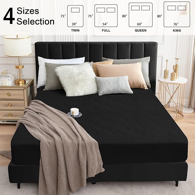 Sufdari Queen Waterproof Mattress Protector, Waterproof Mattress Cover,Breathable & Noiseless Mattress Pad, Waterproof Quilted Fitted Sheet Fits Up to 8-18" Deep Pocket
