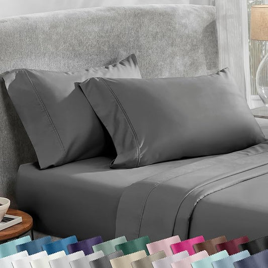 California Design Den Standard Queen Size Pillowcase Set - 400 Thread Count, 100% Cotton Sateen, Set of 2 Pillow Covers, Soft and Breathable - Grey Size