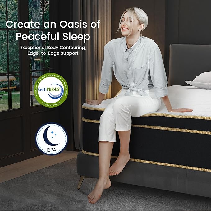 LETMOON Queen Mattress [New Version], 16 Inch Gel Memory Foam Hybrid Mattress Queen Size Bed in a Box, Pressure & Pain Relief, CertiPUR-US, Medium Firm, Individual Pocket Spring, Edge Support