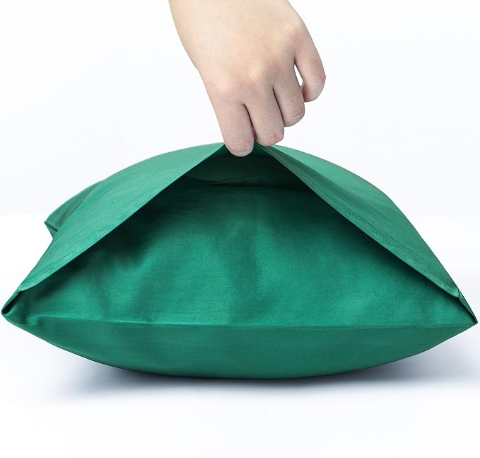 NTBAY Egyptian Cotton Queen Pillowcases - Set of 2, 500 Thread Count Cotton Pillowcases - Soft and Breathable Envelope Closure Pillow Cases - 20x30 Pillow Covers for Bed, Dark Green