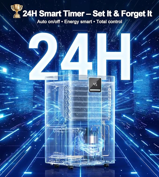 Landeagle 3500 Sq. Ft Dehumidifiers for Home, Basement, Max 40 Pint/Day Dehumidifier with Drain Hose, Large Compressor Dehumidifier with Humidity Control, 24H Timer & Child Lock, for Bedroom, Bathroom
