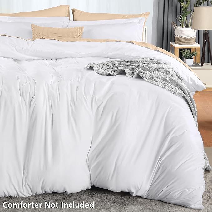 Utopia Bedding Duvet Cover California King Size - 3 Piece with Zipper Closure - 1 Comforter Cover 104X98 Inches & 2 Pillow Shams 20X36 Inches (White) Comforter Not Included