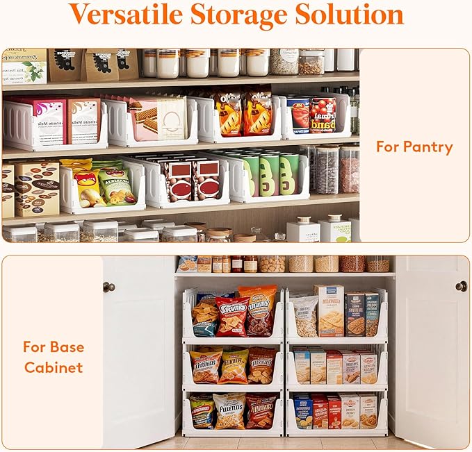 Lifewit 6 Pack Stackable Closet Organizers and Storage Basket for Clothes, Plastic Sweater Storage Bins for Wardrobe, Multifunctional Pants Organizer for RV, Pantry, Kitchen, Dorm, 16.5" Depth