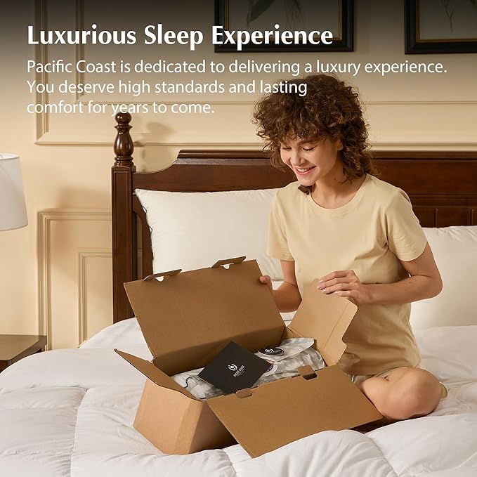 Pacific Coast Premium Goose Feather & Down Bed Pillows King Size 2-Pack, Hotel Quality Collection, Medium Support for Side & Back Sleepers