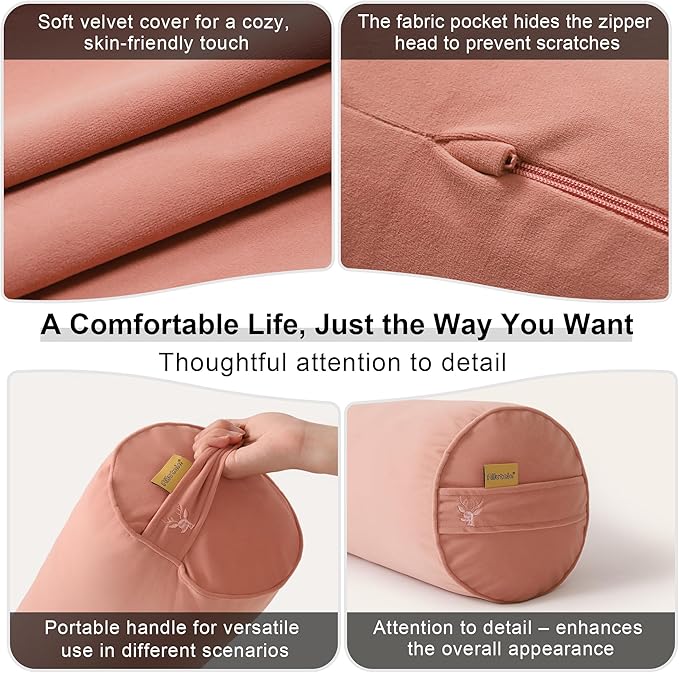 Body Pillow for Adults,Long Round Pillow,Big Cylindrical Pillow,Large Full Bolster Pillows for Side Sleepers (Blush Pink, 47.24"*7.87")