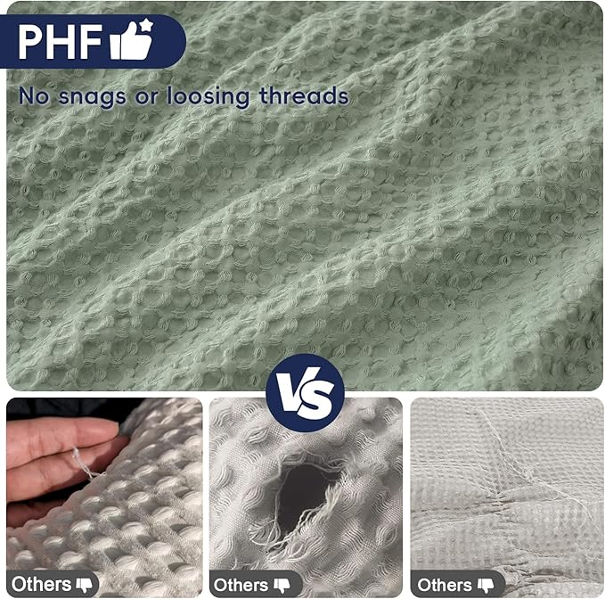 PHF Ultra Soft Waffle Weave Pillow Shams King Size, No Insert, 2 Pack 20" x 36" Pillowcases,Breathable & Skin-Friendly Pillow Cases, Stylish Decorative Bed Pillow Cases Covers,Sage Green