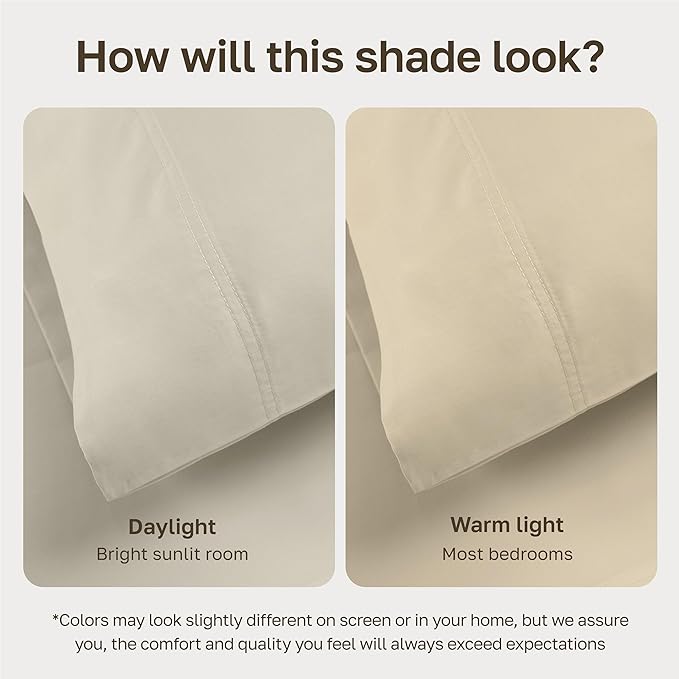 California Design Den Luxuriously Soft Premium 600 Thread Count, 100% Cotton Set of 2 Cases, Crisp King Size Pillow Case Set of 2, Fits King Pillows - Cream (Warm Ivory)