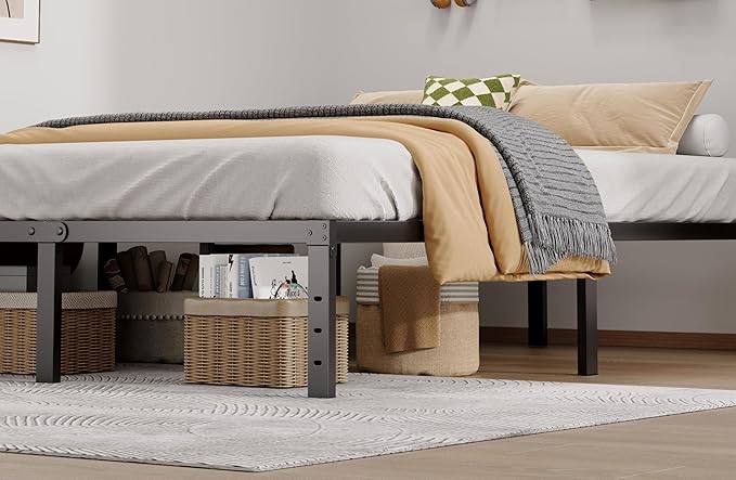 LUMUNANCE Metal Bed Frame King Size - 14 Inch Heavy-Duty King Platform Bed Frame No Box Spring Needed, Easy Assembly, Noise-Free, Sturdy Mattress Foundation, Underbed Storage Space