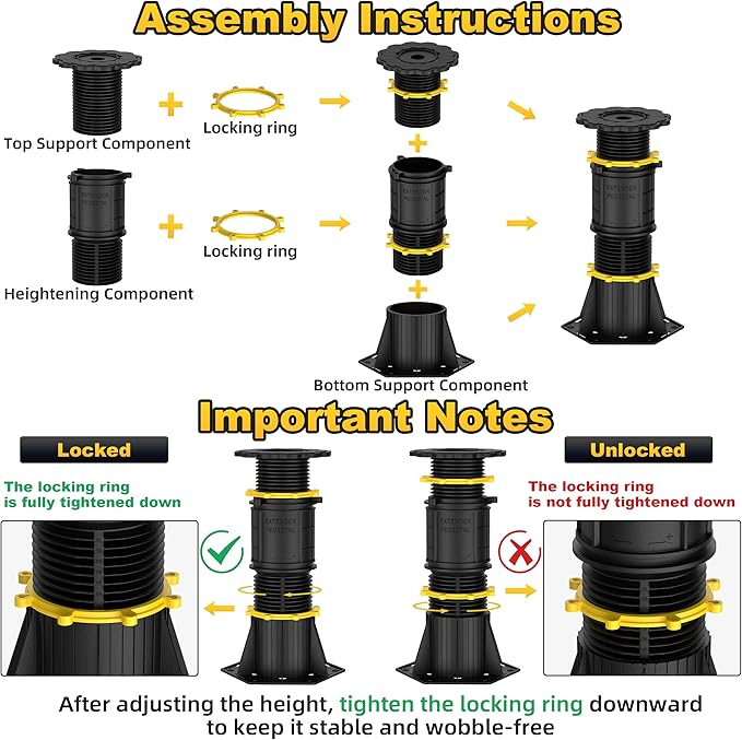 Wlrrcwdttc 4 Pcs Adjustable Height Bed Support Legs 8.5-13 inch, Bed Frame Center Support Legs for Bed Frame/Bed Center Slat, Bed Support Reinforcement Parts Bed Slats Support Leg Bed Legs Replacement