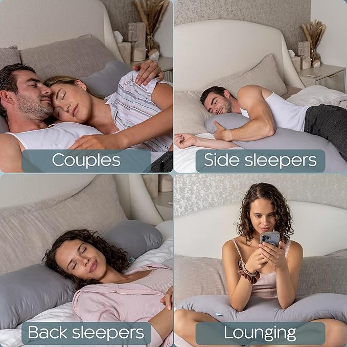 SleepCloud Weighted Body Pillow 6.5lbs - Weighted Pillow for Deeper Sleep (41" x 10") - Cooling Body Pillows for Adults, Full Body Pillow for Sleeping, Side Sleeper Body Pillow with Cover
