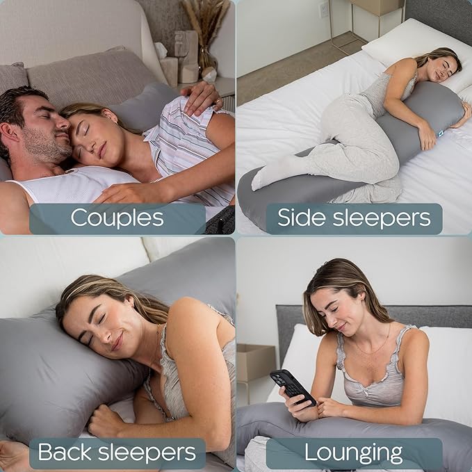 SleepCloud Weighted Body Pillow 8lbs - Weighted Pillow for Deeper Sleep (48" x 14") - Cooling Body Pillows for Adults, Full Body Pillow for Sleeping, Side Sleeper Body Pillows with Cover (X-Large)