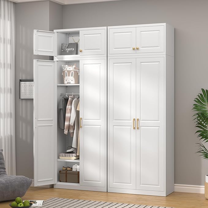 32" Metal Wall Cabinet 2 Doors,Black Hanging Cabinets with Handle,Metal Wardrobe Cabinets,Armoire Wardrobe Closet,Clothes Storage Cabinet for Bedroom,Laundry,Office Room