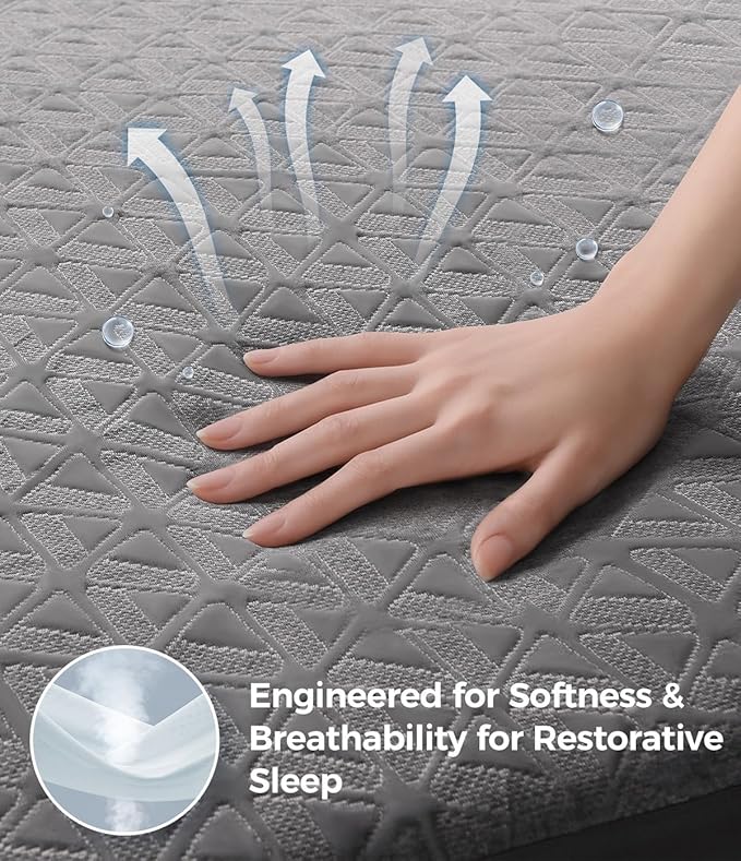 Waterproof Mattress Protector Full Size, Soft Breathable Mattress Pad with Deep Pocket 8"-21", Noiseless 3D Air Fabric Cooling Mattress Cover for Bed, Machine Washable, Grey