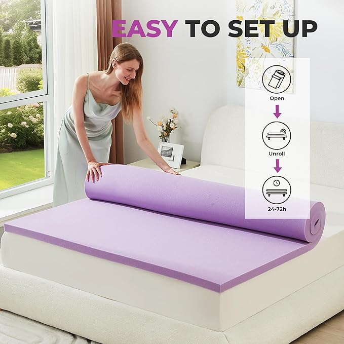 BDEUS 2 Inch Gel Memory Foam Mattress Topper Ventilated Soft Pressure Relieve Mattress Pad, Breathable Bed Topper, CertiPUR-US Certified, Full Size